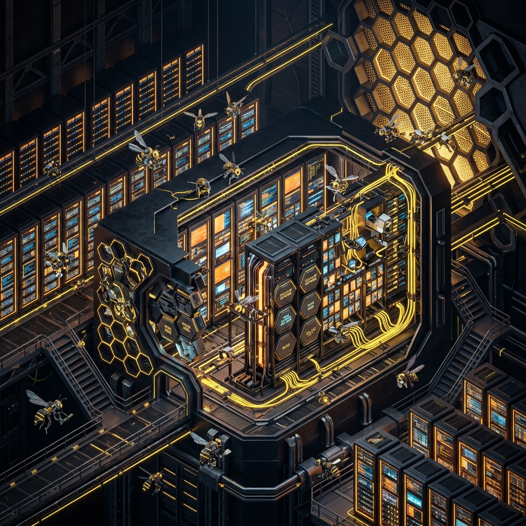 Illustrated cutaway of the Beeloud premium registry infrastructure