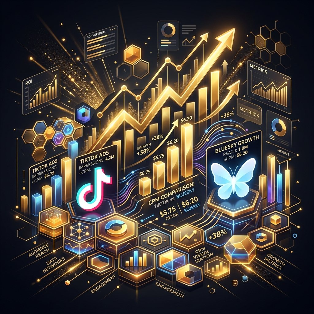 Cost-per-view comparison: TikTok and Bluesky Ads, bot SMM panel, Beeloud PSAN